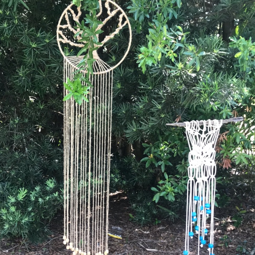 Handmade on driftwood macrame butterfly tapestry